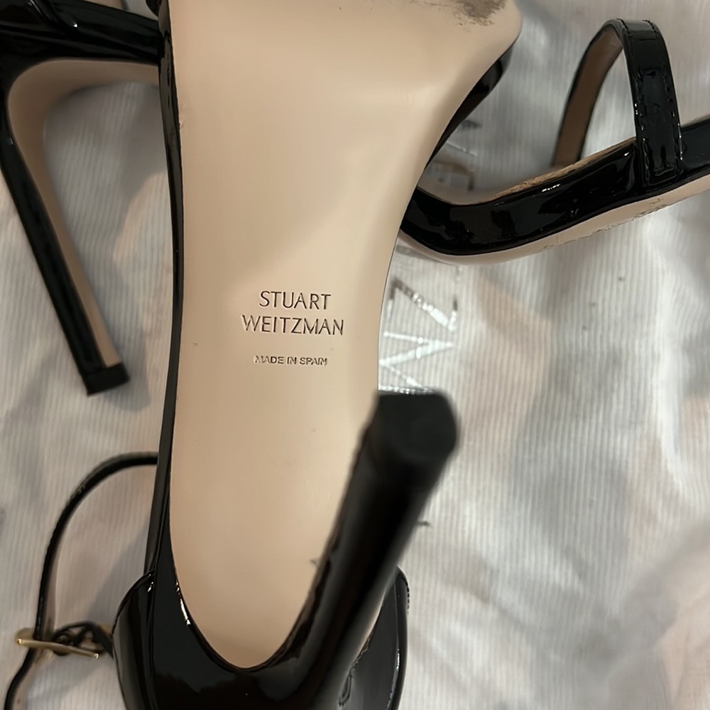 Stuart Weizmann Nudistsong RARE black patent leather heel- like new - Picture 6 of 8